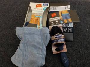 Mens Size L Boxers and Hair Brush...