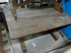 Wood Farm Table and Bench- 5 ft lon...