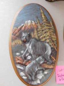 lot 116 image: 2 Pieces of Bear, Deer Plaques & Grouse