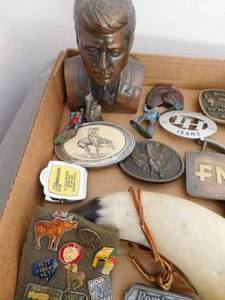 lot 151 image: Belt Buckles, Padlock, Misc. Items