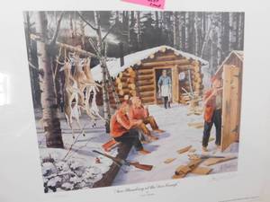lot 162 image: Les Kouba New Plumbing Deer Camp Print