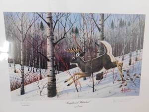 lot 166 image: Les Kouba Frightened Whitetail Print