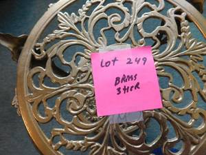 lot 249 image: Brass 3 Tier Shelf