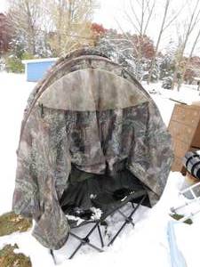 lot 389 image: Lot Outside of Garage - Hunting Blind, Metal Cabinet, More