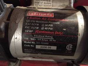 lot 5 image: Craftsman One Gallon Air Compressor