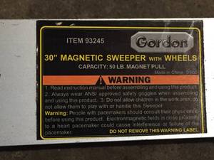 lot 26 image: Gordon 30 Inch Magnetic Sweeper On Wheels
