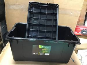 82 Qt. Remington Weather Tight Store-It-All Storage Bin in Black by IRIS in good condition