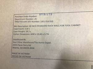46 in. Pegboard Back Wall for Mobile Workbench by Husky in good condition