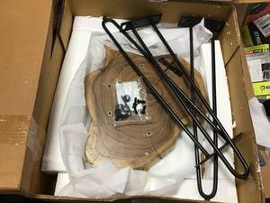 20 in. Brown and Black Hairpin Natural Live Edge Wood with Metal Round End Table in good condition