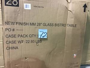 28 in. Mix and Match Round Steel Outdoor Patio Bistro Table with Glass Top in good condition