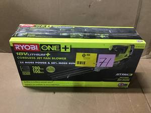 ONE 100 MPH 280 CFM Variable-Speed 18-Volt Lithium-Ion Cordless Jet Fan Leaf Blower 4Ah Battery and Charger Included by RYOBI in good condition&nbsp