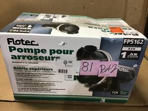 Flotec Plastic Sprinkler Pump 1 hp 55 gpm 115 volts in good condition&nbsp