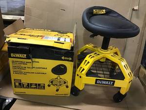 24 in. H x 16 in. W x 16 in. D Adjustable Shop Stool with Casters by DEWALT in good condition&nbsp