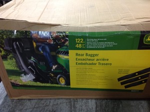 48 in. Twin Bagger for 100 Series Tractors by John Deere in good conditions