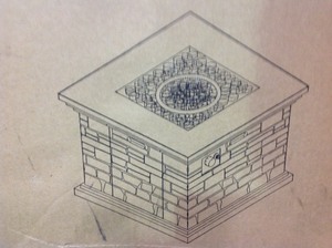 Chesney 32 in. x 24 in. Stone Square Outdoor Gas Fire Pit by Noble House ingood conditions