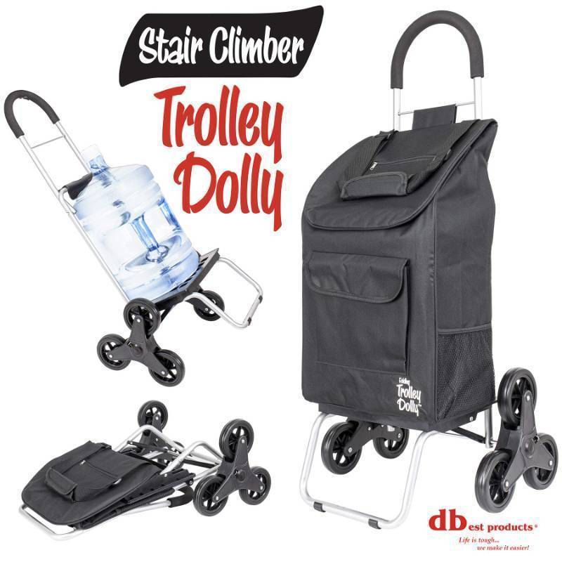 Stair Climber Trolley Dolly, Black Shopping Grocery Foldable Cart Condo Apartment