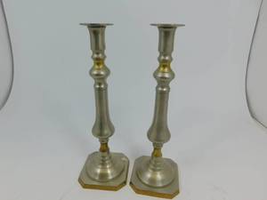 2 Tall Brass Candle Stick Holders