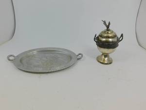Metal Flower Plater  Silver Container