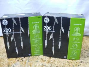 GE ConstantON 200-Count Constant White Mini Incandescent Plug-In Christmas Icicle Lights SKU 848017  Retails $14.98 (Qty 2), (295)