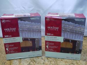 Holiday Living 300-Count Constant White Mini Incandescent Plug-In Christmas Icicle Lights SKU 0003752 Retails each $12.98, (1350)