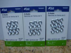 Blue Hawk Zinc-Plated S-Hook 656897 (Qty 3), (827)