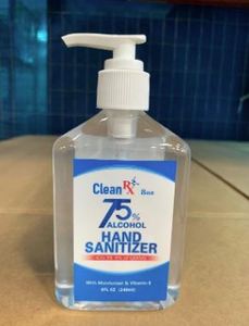 Clean RX 75% Alcohol Hand Sanitizer with Pump 8oz-New Qty 12, (1314)
