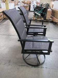 lot 103 image: Hampton Bay High Garden Black Steel Padded Sling Outdoor Patio Chair Set GL-18044-B