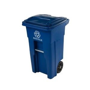 lot 233 image: Toter 32 Gal. Blue Rollout Recycling Container with Attached Lid, 79232-R2705