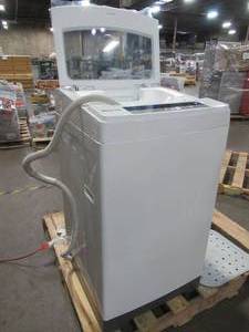 lot 207 image: Magic Chef 1.6 cu. ft. Compact White Top Load Washing Machine, Portable with Stainless Steel Tub, MCSTCW16W4 - Slightly dented RH side.