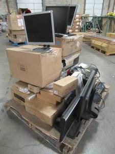 lot 221 image: WHOLESALE MIXED PALLET OF MISCELLANEOUS COMPUTER MONITORS, ELECTRONIC COMPONENTS AND MORE