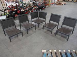 lot 225 image: WickerResin 5-Piece Metal Framed Patio Conversation Set - Missing Cushions, Some Slight Scratches.