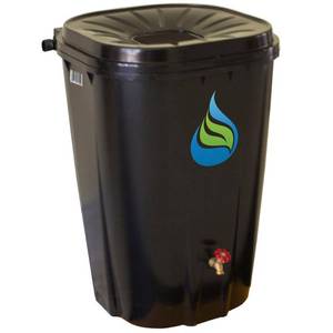 lot 232 image: FreeGarden RAIN 55 Gal. Rain Barrel with Brass Spigot, In Black EWC-14
