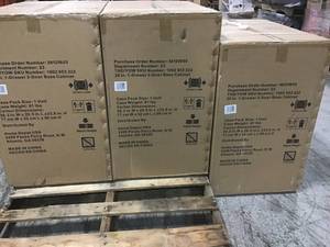 lot 7 image: PALLET WITH 3 HUSKY 28 in. W x 33 in. H x 18 in. D 1-Drawer 2-Door Steel Garage Base Cabinets