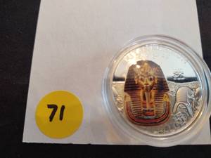 2012 Cook Island BU Silver Tutankhamun Coin Elizabeth II Dollar  -  Beautiful Coin