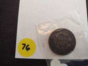 1839 Large Cent Damaged with VF details