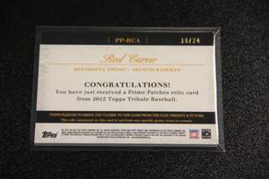 2012 Topps Tribute Prime Patches Rod Carew Triple Color Relic 1824