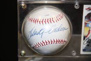 Marty Cordova Autographed Baseball and Card with Display