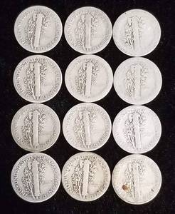 GROUP OF 12 MERCURY DIMES FROM THE 1920S (except 1-1938)