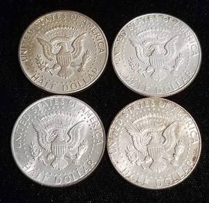 4 KENNEDY 40% SILVER HALF DOLLARS melt$3.50 each