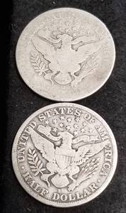 2 BARBER HALF DOLLARS 1902-O 1915-S