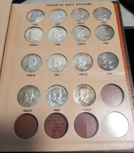 COMPLETE SET OF SILVER FRANKLIN HALF DOLLARS 1948-1963 (35 COINS) XF-BU