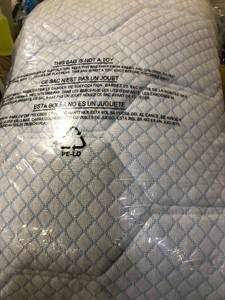 Cooling Gel Memory Foam Mattress Pad Queen, MB34-Q-WHITE, NEW