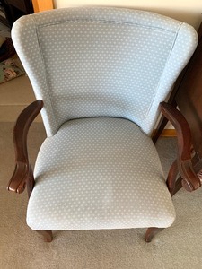 lot 9 image: Vintage Light Blue Upholstered Arm Chair