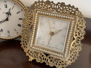 lot 17 image: Two vintage Wind Up Clocks &  Miniature Painting