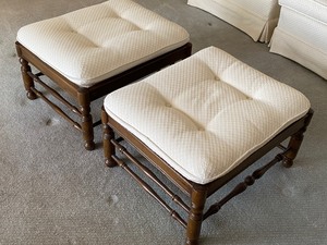 lot 48 image: Pair of Natural Ivory Upholstered Footstools