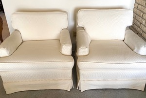 lot 49 image: Pair of Upholstered Arm Chairs