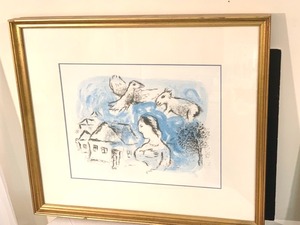 lot 273 image: Chagall Framed Art - Original Lithograph The Village