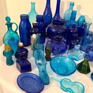 lot 293 image: Large Lot Of Decorative Blue Glass