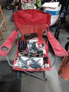 lot 15 image: Folding Camp Chair, Let, Right, Straight Arrow Fletchers, Barska Binoculars