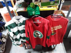 lot 48 image: MN Wild Jersey #10 Gaborik Size Large, 2-Long Sleeve Adult Size L, ML Fitted Cap, MN North Stars Stocking Cap